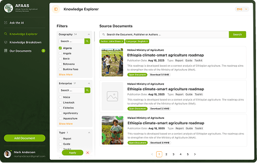 Screenshot of the platform interface